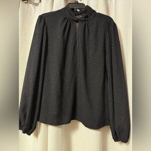 Nine West Black Keyhole Blouse